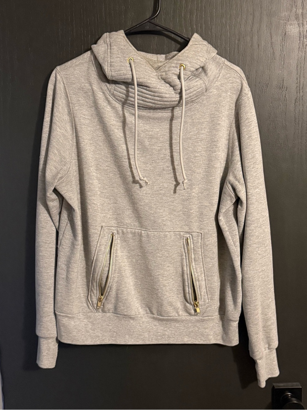 Lily & Lottie Light Gray Funnel Neck Hoodie with Zip Pockets